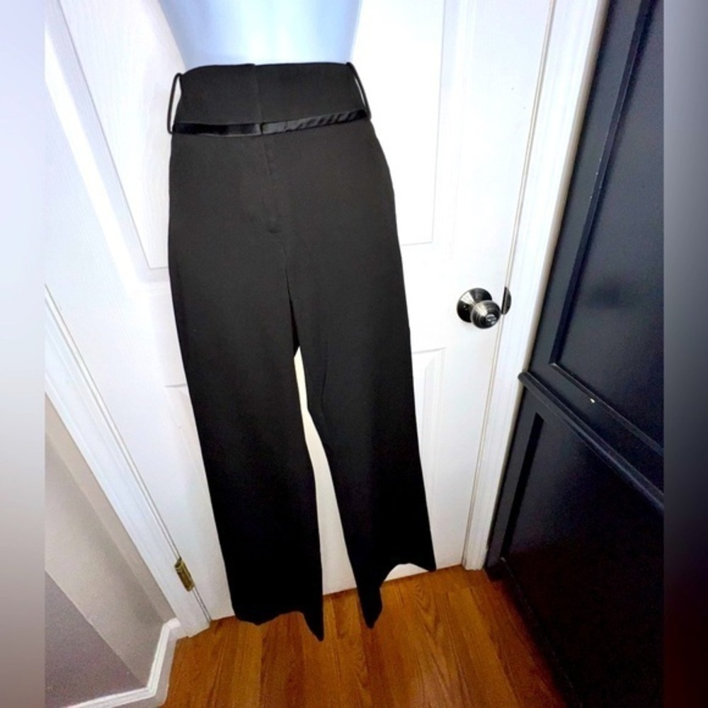 Loft Women’s 4 Black Marisa Trouser Rayon Flared Leg Dress Pants S Career